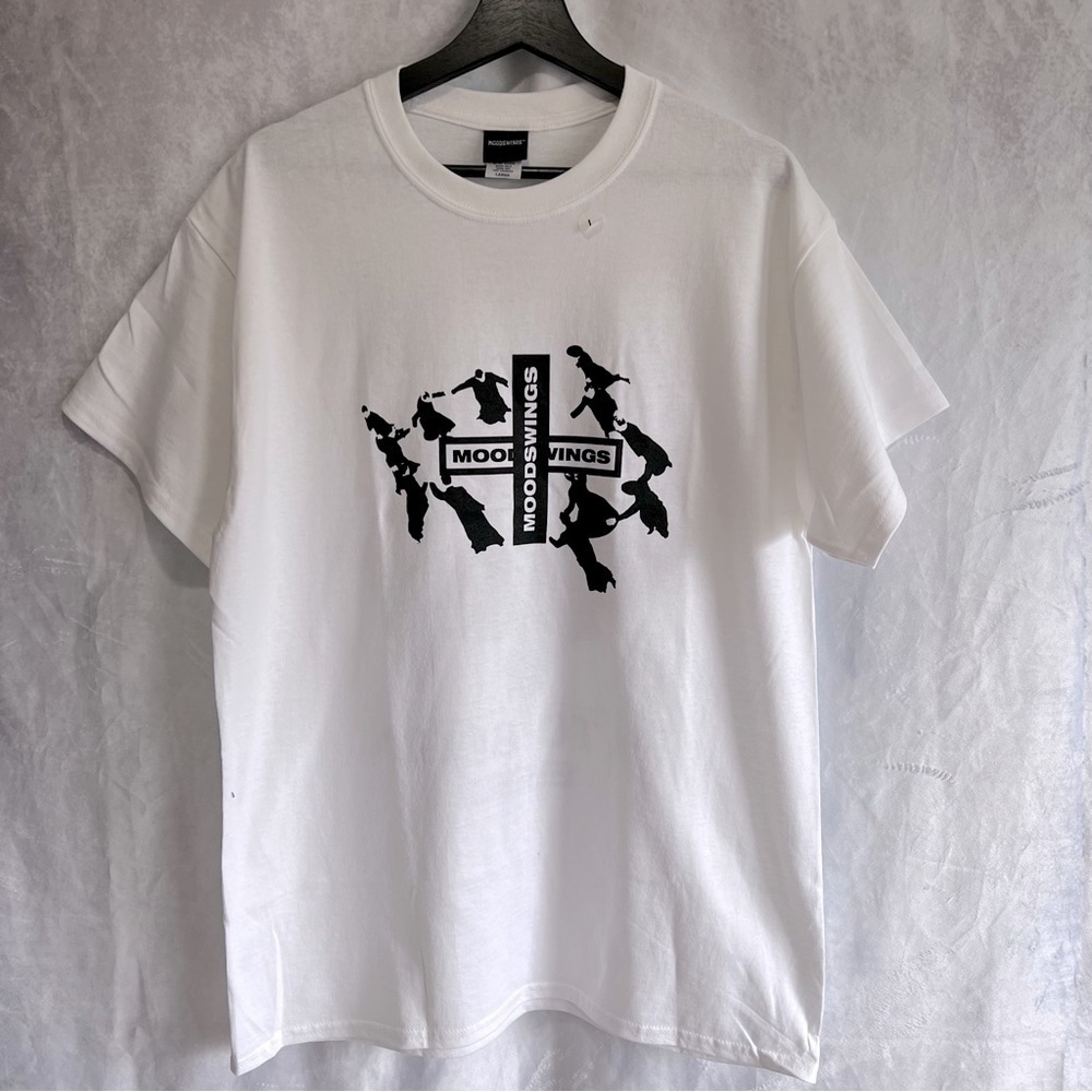 MOODSWINGS Graphic Print TO END IS TO BEGIN White Crew Neck Tee Shirt Men L NWT